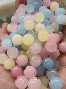 Natural Morganite Yellow Emerald Green Iron Dragon Pumpkin 8mm Lotus Blue Agate Loose Beads Jewelry Accessories