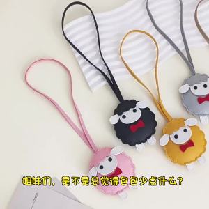 Cute Cartoon Sheep PU Leather Pendant With Bowtie Multiple Colors For Keychain Bag Decoration Lovely Gift Accessory