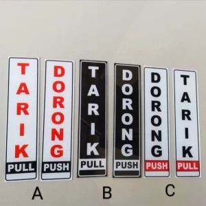 Tarik Dorong Tanda Pintu Premium Akrilik + Perekat Kuat