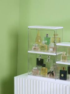 QB Perfume Box makeup Organizer Transparent Dust Proof Acrylic Display Rack Lipstick Cosmetic Skincare Bekas Makeup