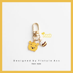 Handmade Cute Poof Winnie the Pooh AirPods Pendant U Disk Anti-Lost Custom Keychain Pendant Couple Accessories
