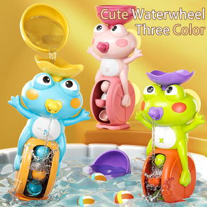 Cute Frog Waterwheel Bath Toy for Children Toddler Water Play Game in Bathroom Kid Shower Gift with Rotating Suction Cup