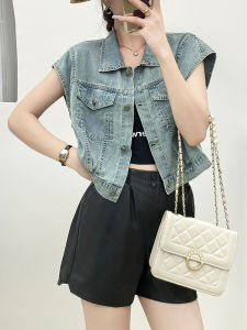 Short Sleeve Denim Shirt for Women 2024 Summer New Arrival Korean Casual Top Loose Slim Looking Fashion Small Flounced Sleeve Outwear