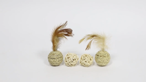 V-0012 Feather Rattan Interactive Cat Toys with bell (2 pcs)