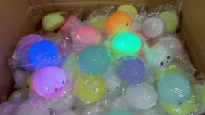 Bandai | New LED Bun Squishy Glowing Stress Ball Light-up Bubble Spitting Bun Realistic Steamed Bun Aesthetic Desk Decor