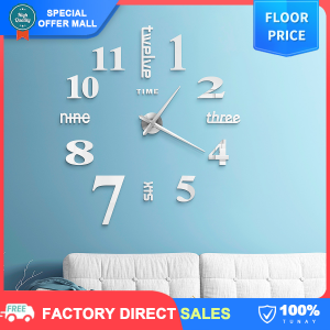 【Decoration】40*40cm 3D Wall Clock Big Size Round Frameless Clock Home Office Modern Clock Decor Gift