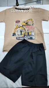 Baju Kaos Distro Harian Setelan Anak Laki Laki Motif Car Track Builder Keren 1 - 10 Tahun - Code8.id