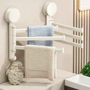 youqin | Rotatable Multi-rod Suction Cup Towel Rack Foldable Corner Storage