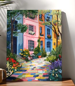 BILIBILI | Acrylic Paint By Numbers Floral Street Painting By Numbers on Canvas Coloring By Number for Adults Paint Digital Art
