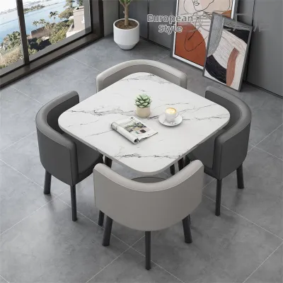 Modern Minimalist Business Reception Table And Chair Set round Dining Table for Shop Casual Waiting Area with Four Chairs