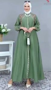 Penjualan Dress Pollo Linen Apk Bordir Gamis Wanita Model Terbaru 2024
