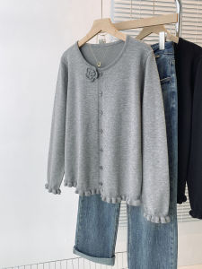 Áo Len Dệt Kim Cỡ Lớn Có Chi Tiết Hoa Thêu Dáng Rộng Dài Tay Cổ Tròn Màu Trơn Mùa Thu Đông Thoải Mái Mặc Đi Làm