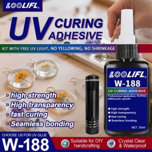 LOOLIFL | Keo UV Trong Suốt Chất Kết Dính Lỏng Chống Thấm Nước Dùng Cho Đồ Thủ Công DIY Sản Xuất Đồ Thủ Công Mỹ Nghệ Tương Thích Với Đèn Tia Cực Tím Kính Kim Loại Nhựa Gỗ.
