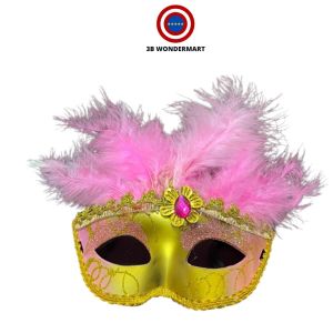 Halloween Masquerade Feather Mask LED Flashing Party Cosplay Dress - Red, Pink, Blue, Purple, Rose Red - Approx 18x10cm