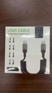 BSN | Thunderbolt 5 Spring Type-C Cable 120Gbps PD240W Type C Fast Charge 16K USB-C Video Cord for MacBook Pro 2025/Dell XPS Nylon