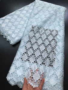 African Guipure Cord Lace Fabric 2025: High-Quality Nigerian Stones Water-Soluble Lace for Women's Party Dresses