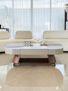 Retro Style TV Stand & Coffee Table Combination Solid Wood 2026 Model Luxury Cream