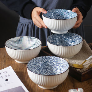 New 2025 6-Inch Ceramic Bowl Food-Grade Underglaze Color Retro Dining Utensils Instant Noodles Bowl Large Rice Bowl Home Commercial Use