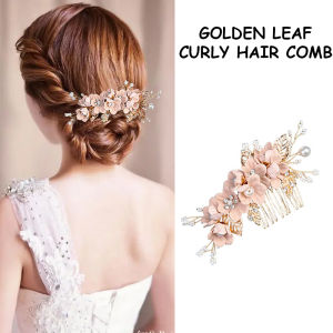 Lovelylife🔥 ​​​​​​​Jepit Rambut Daun Emas Hiasan Kepala Pengantin Aksesoris Hiasan Kepala Gaun Pengantin