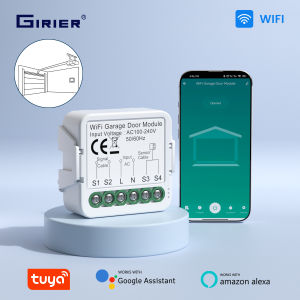 GIRIER Tuya Smart Garage Door Opener Controller Wifi Switch Module with Contact Detection Sensor for Garage Door Work with Alexa