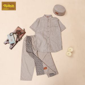 sarkoci anak laki-laki  setelan baju koko sarung celana peci bahan katun Madinah premium
