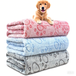 1pcs Ultra-Soft Paw Print Dog Blankets - Machine Washable Cozy Pet Pillow Pads for Indoor & Outdoor Use - Ideal for Small to La