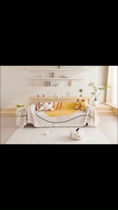 Minimalist Style Sofa Throw Breathable Cotton Linen Waffle Pattern Slip Resistant Easy Wipe Fade Proof All Season Sofa Decoration Elegant Sofa Pad