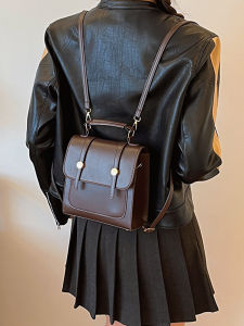 British American Retro Buckle Large Capacity Double Shoulder Bag for Students Commuting Fashionable College Crossbody Bag