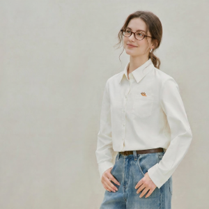 INMAN | Office Wear Embroidered Fuzzy White Shirt