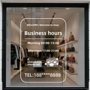XIANXIANWUFANG | Customized Opening Hours Notice Static Cling Decal
