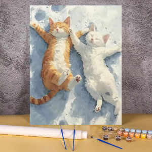 Oil Painting By Numbers Set Cartoon Cat Frameless Picture Number Drawing on Canvas Anime 40x50 Acrylic Paint Home Decor Wall Art