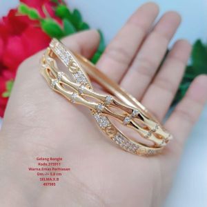 GELANG TITANIUM LAPIS EMAS LAPIS RODHIUM DEWASA