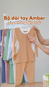 Bộ dài tay Amber thương hiệu Asbaby chất liệu poly cool cho bé trai bé gái size 9 tháng đến 6 tuổi