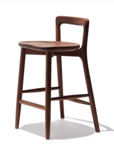 เก้าอี้บาร์สไตล์โมเดิร์นแบบเรียบง่ายที่ทำจากไม้แท้ พร้อมพื้นรองเท้าสูง สำหรับใช้ในบ้าน ชานชาลาแบบเต็มต้น รองเท้าสูง ดีไซเนอร์ ไม้