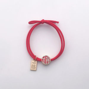 Lucky Red Hair Ties Womens Fashionable Hair Bands for New Year Fortune Telling Annual Zodiac Fresh Outlined Alloy Hair Bands