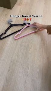 {COD} Hanger 40cm Gantungan Baju Dewasa Kawat Stainless Coating Karet Tebal - Biru