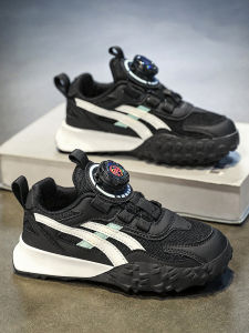 Boys Sport Shoes Spring Autumn Rotation Button Running Shoes Middle Large Children White Sneakers Childrens Footwear