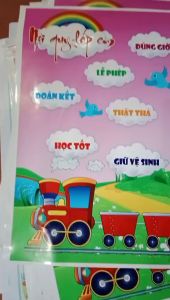 Nội quy lớp em màu hồng xinh xắn - Kích thước A0 chất liệu bạt lụa in đẹp