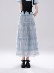 กระโปรงทรงเอเอวสูง ลายก้นกระดิ่ง ผ้าโพลีเอสเตอร์ ทรงหลวม ทรงเข้ารูป ฤดูร้อน 2025 กระโปรงสั้น ทรงเอ ทรงเข้ารูป