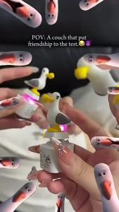 Mineral bird toy keychain rechargeable bird keychain with sound and LED lights fun bird keyboard clicker relieves stress