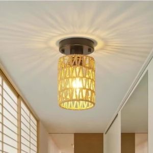 Rattan Pendant Lights 1-Lights Rattan Light Fixture Ceiling Hanging Farmhouse Chandeliers Boho Lighting Hand Woven Wicker Shades