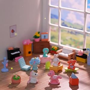 Mô hình các vật dụng phòng ngủ của bé (thú bông đồ chơi đàn piano quạt tủ lạnh) trang trí nhà búp bê tiểu cảnh DIY