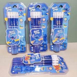 Set 12 bút chì 2B họa tiết dễ thương cho bé kèm gọt bút chì và tay cầm định vị