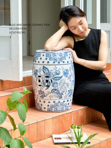 Chinese Blue and White Ceramic Stool