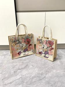 Large Capacity Canvas Tote Bag Womens Handbag Commuter Tot Bag Korean Style Printed Polyester Lining Magnetic Buckle Closure