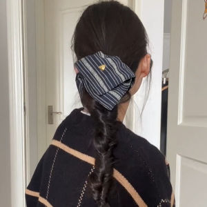 French Stripe Heart Square Hair Ties Vintage High End Feeling Low Ponytail Hair Bands Elegant Simple Hair Accessories