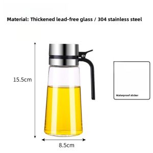 Stainless Steel Oil Bottle Glass Kitchen Storage Container No Oil Stain Soy Sauce Vinegar Pot for Home Cooking Use
