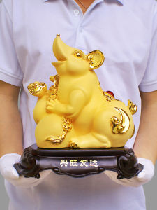 Creative Cute Gold Rat Home Decorations Living Room Desktop Rat Year Amulet Protective Deity Synthetical Resin Modern Simplicity