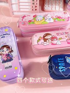 3D Cartoon Pencil Case Pencil Pouch Double-layer Large Capacity Lightweight Smooth Zipper for School Stationary Supplies
