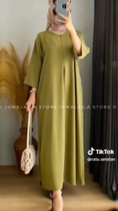gamis crinkle gamis busui viral pakaian raya idul fitri gamis jumbo ld 120cm polos simpel dan modis